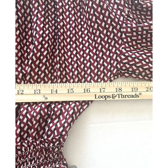 NWT Max Studio Geometric Print Tie Neck Crepe Cottagecore Boho Tier Maxi Dress S - Picture 4 of 12